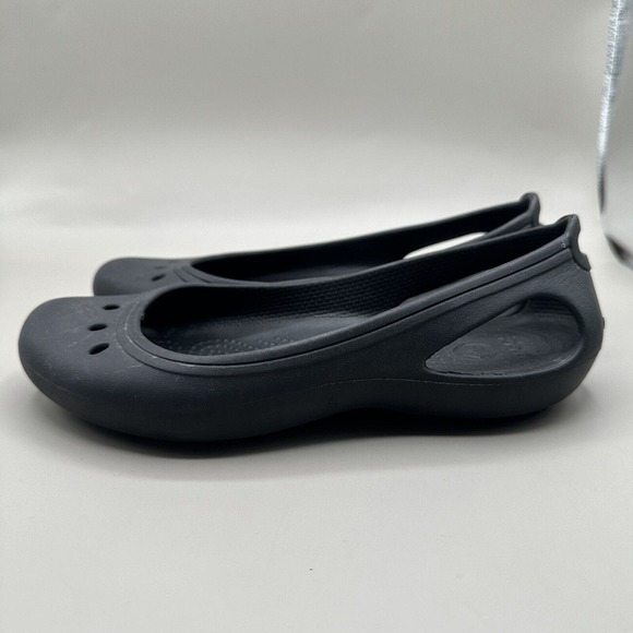 Crocs At Work Womens Kadee Black Slip Resistant Comfort Ballet Flat Size 6 - Picture 2 of 6